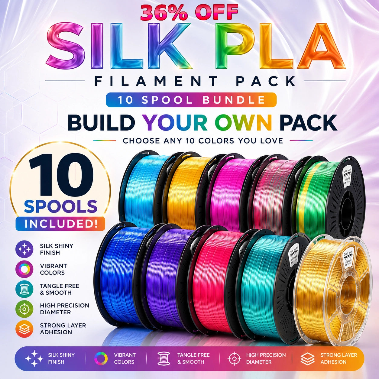 Silk PLA - Build your Pack (10kg) - IIID Max Filaments