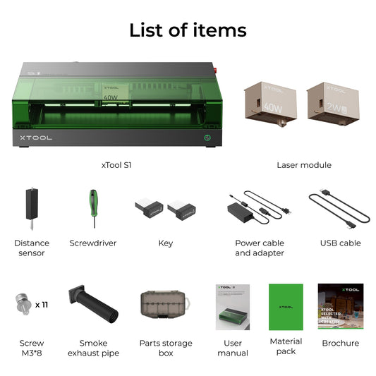 xTool - S1 + 1064nm IR Laser Kit: Enclosed Diode Laser Engraver & Cutter