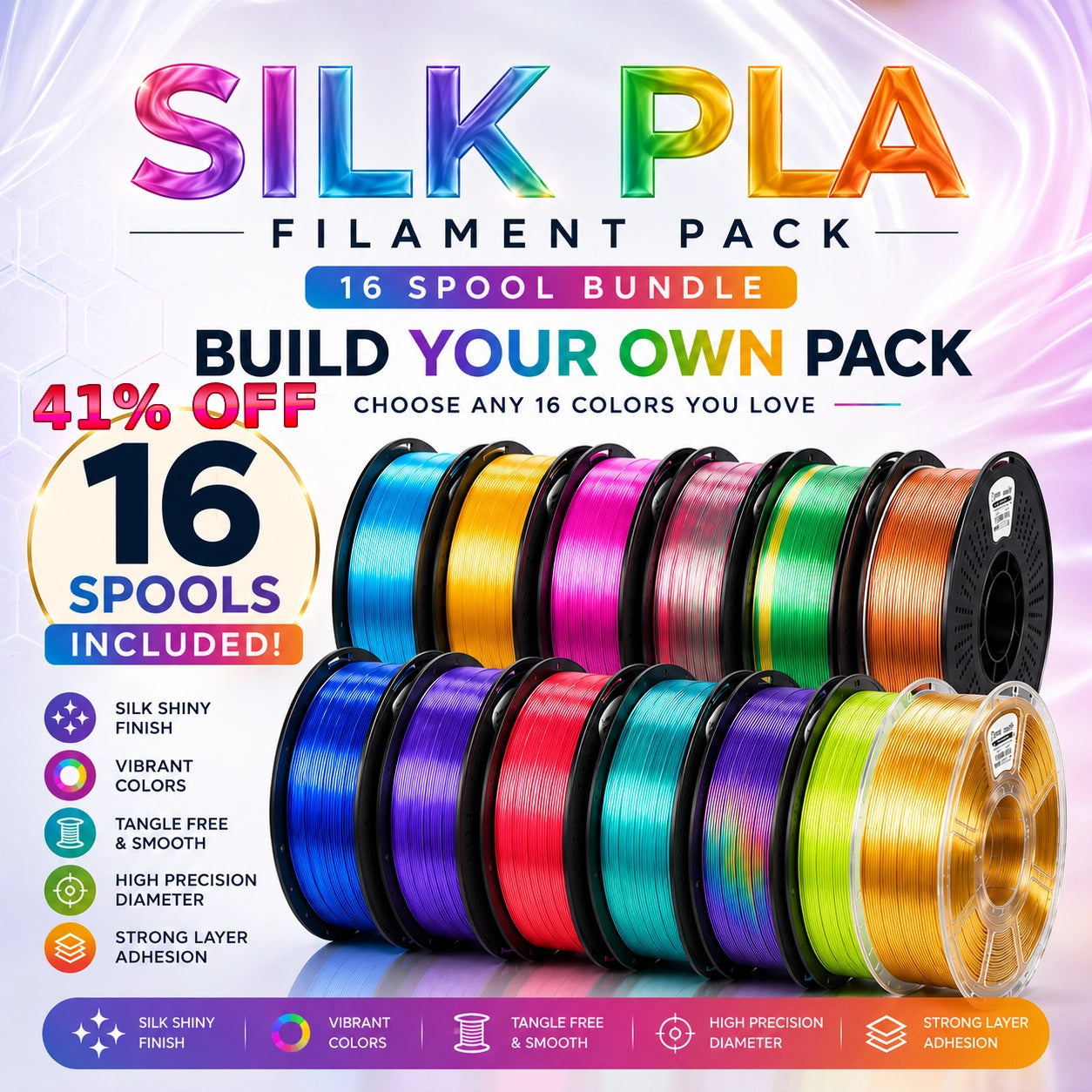 Silk PLA - Build your Pack (16kg) - IIID Max Filaments