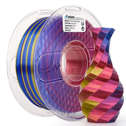 Amolen - PLA Silk Triple Color 1.75mm, 1KG/2.2LB