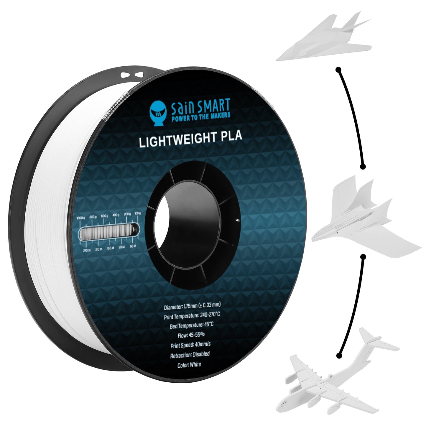 SainSmart - LightWeight PLA Filament - 1.75mm 1KG for RC Planes & Drones