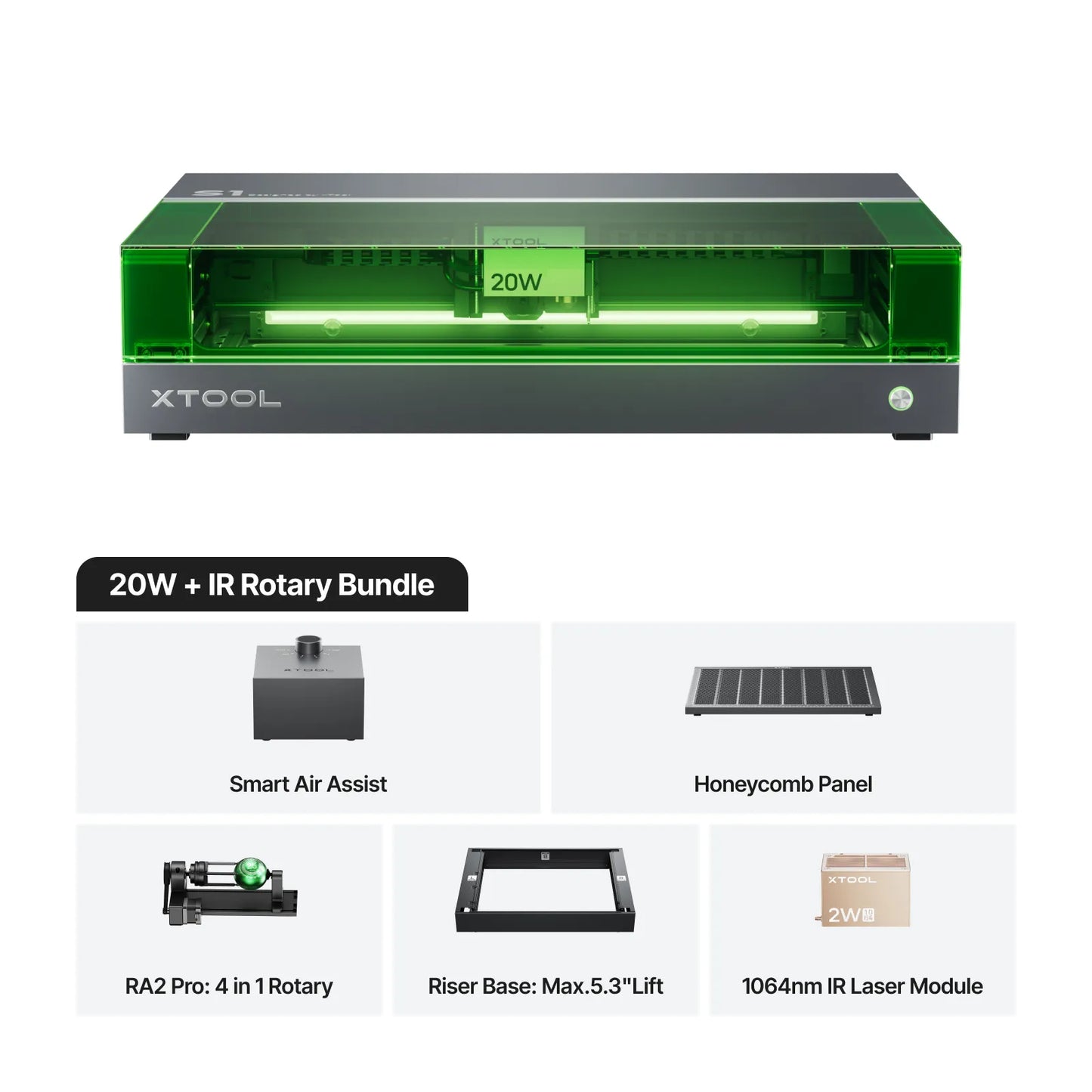 xTool - S1 + 1064nm IR Laser Kit: Enclosed Diode Laser Engraver & Cutter