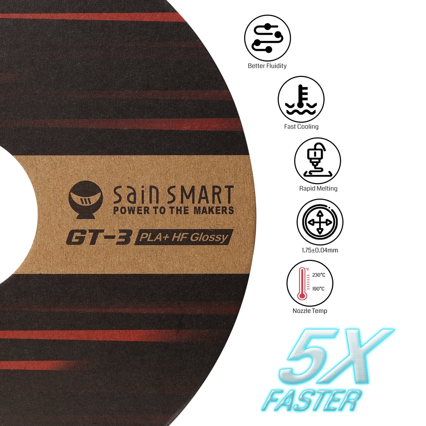 SainSmart - GT-3 High-Speed Glossy PLA+ Filament 1.75mm 1KG