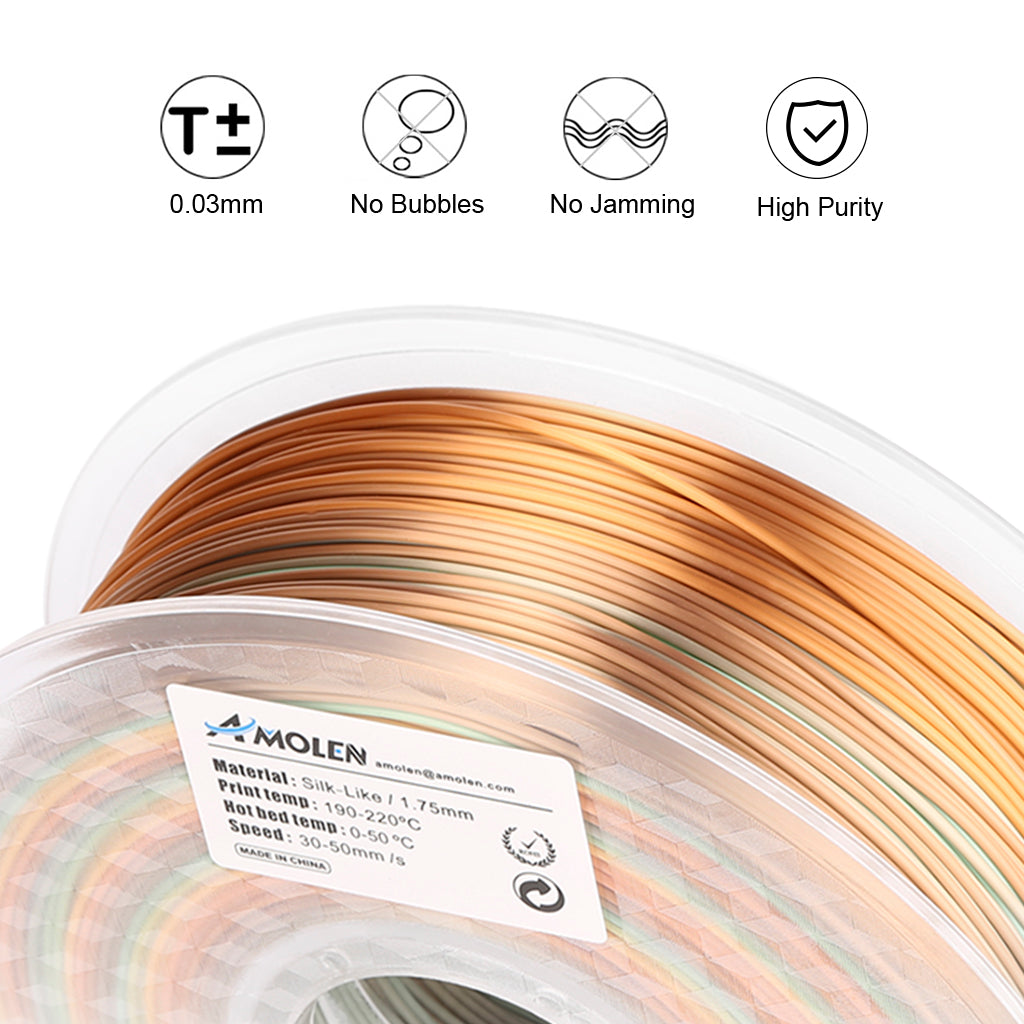 Amolen - PLA Silk Rainbow 1.75mm, 1KG/2.2LB