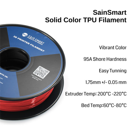 SainSmart - Neon Scarlet Cyberpunk TPU Flexible 3D Printer Filament | 1.75mm, 0.8kg