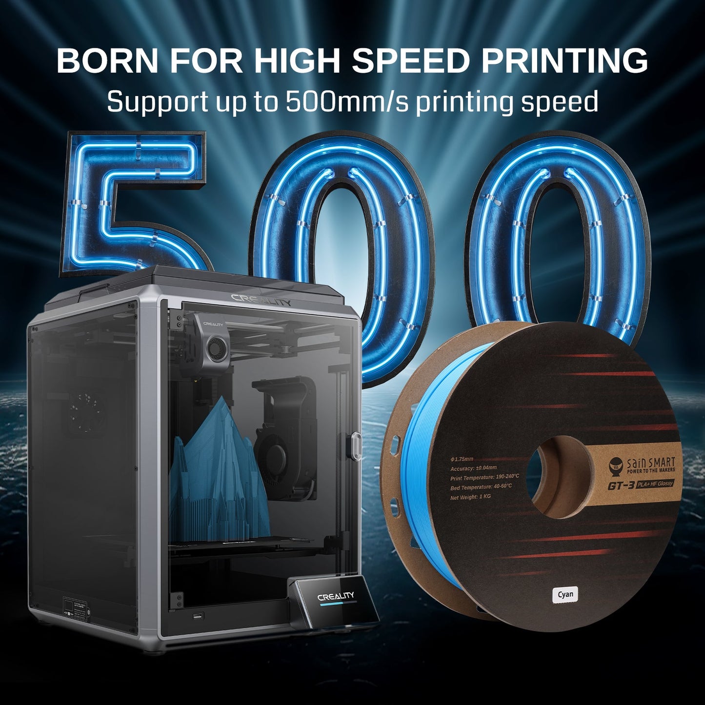 SainSmart - GT-3 High-Speed Glossy PLA+ Filament 1.75mm 1KG