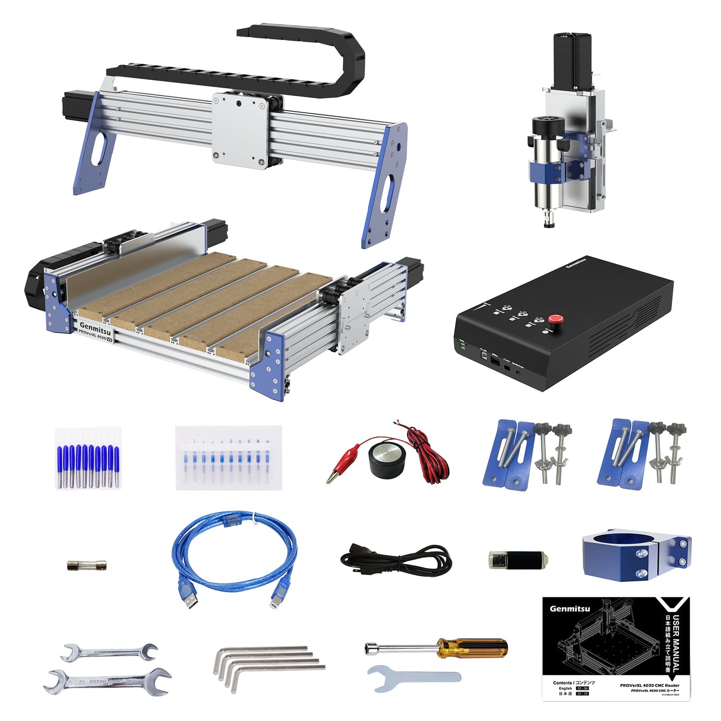Genmitsu - 4030 V2 High-Precision Desktop CNC Router Platform with Carveco Maker Subscription