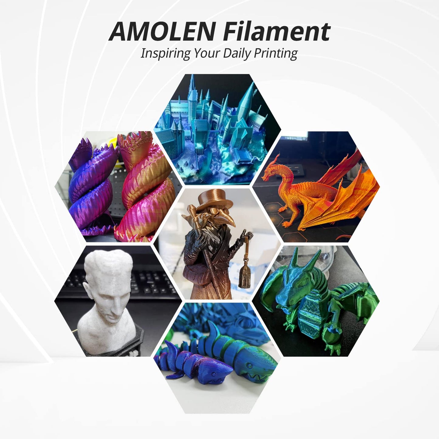 Amolen - PLA Silk Shiny Gradient Variety Pack (4x200g) - 1.75MM
