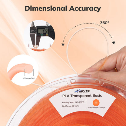 Amolen - PLA Crystal-Transparent 1.75mm, 1KG/2.2LB