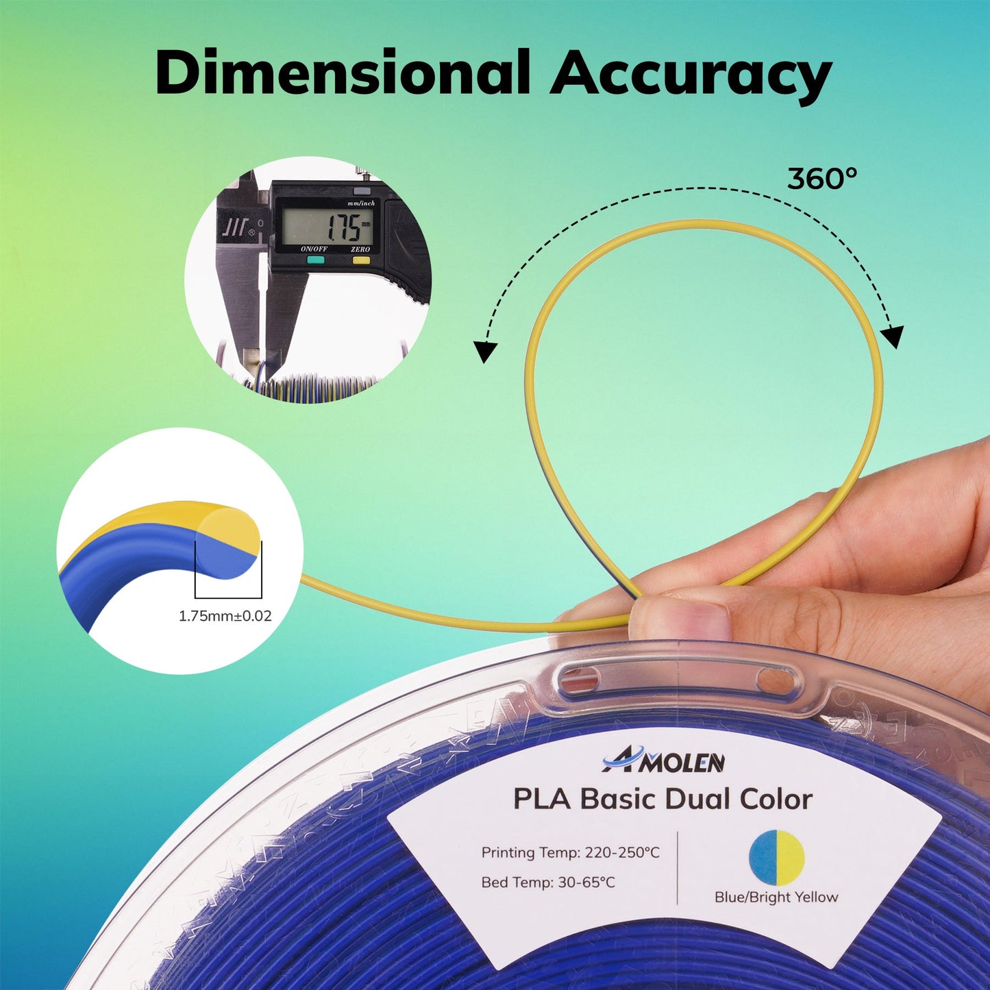 Amolen - PLA Basic Dual Color-High Speed 1.75mm, 1 KG