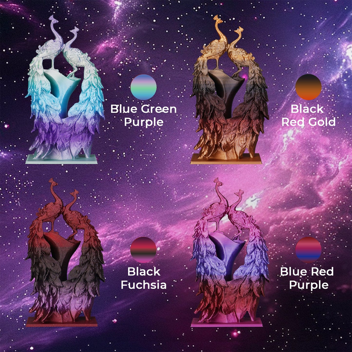Amolen - PLA Silk Shiny Gradient Variety Pack (4x200g) - 1.75MM