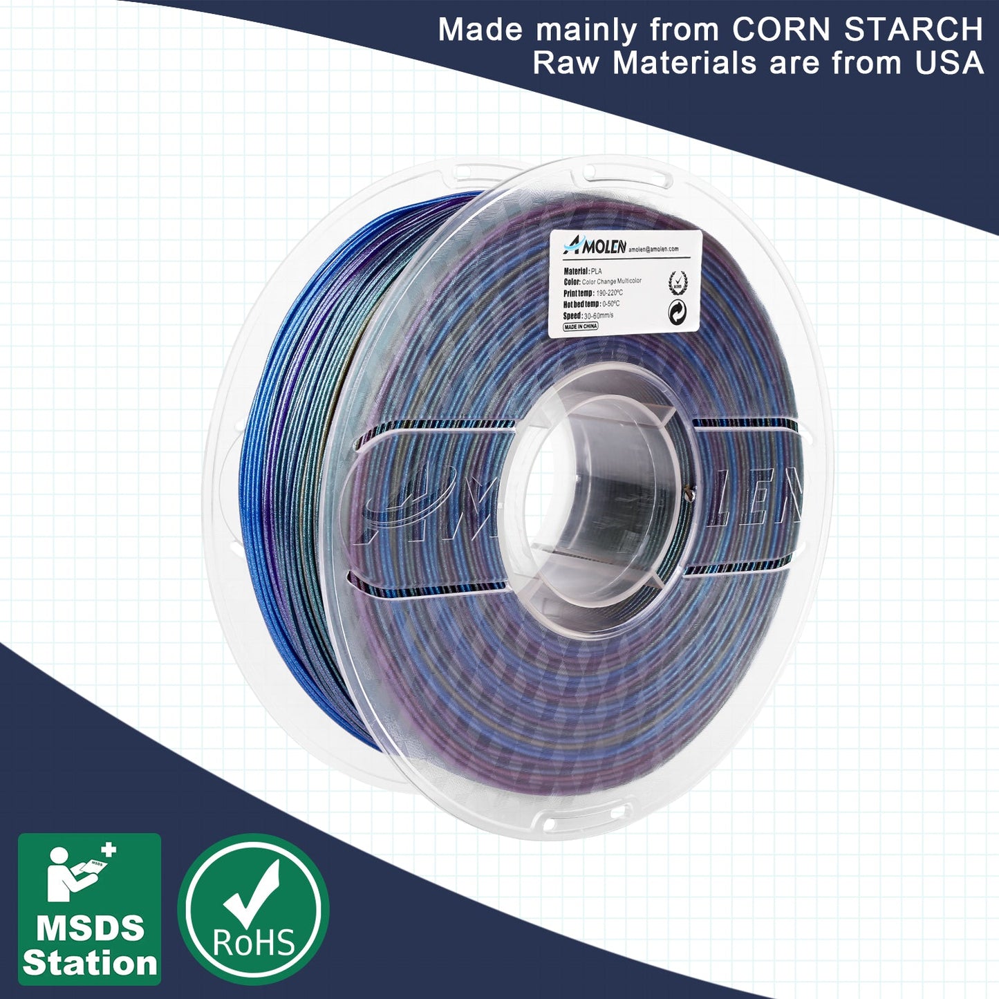 Amolen - PLA Galaxy / Sparkle & Shiny 1.75mm, 1KG/2.2LB