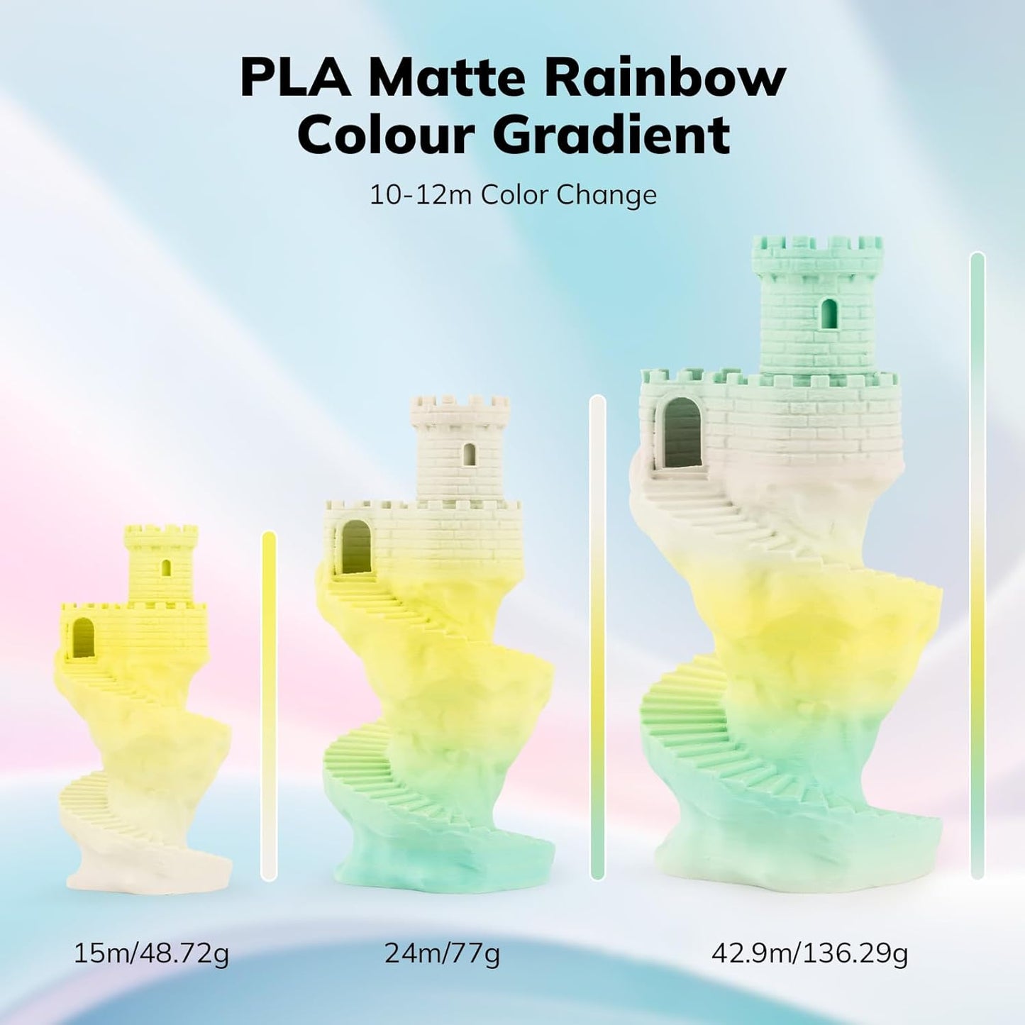 Amolen - PLA Matte Rainbow Filament 1.75mm, 1KG/2.2LB