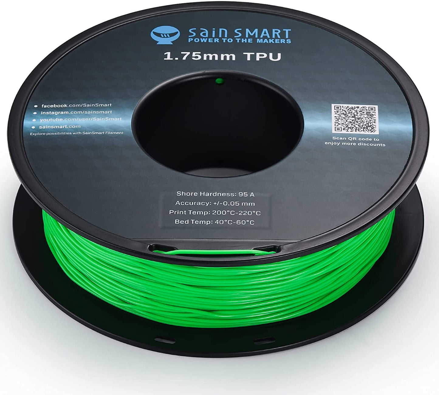 SainSmart - Flexible TPU Filament 1.75mm 95A Neon Green Cyberpunk - 800g