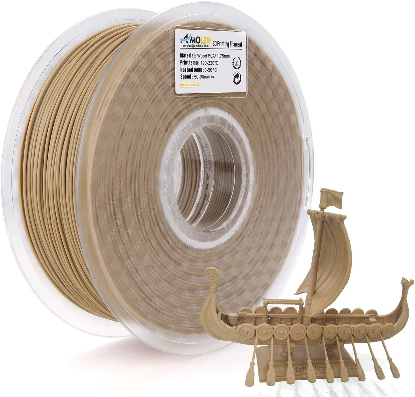 Amolen - PLA Wood 1.75mm, 1KG/2.2LB