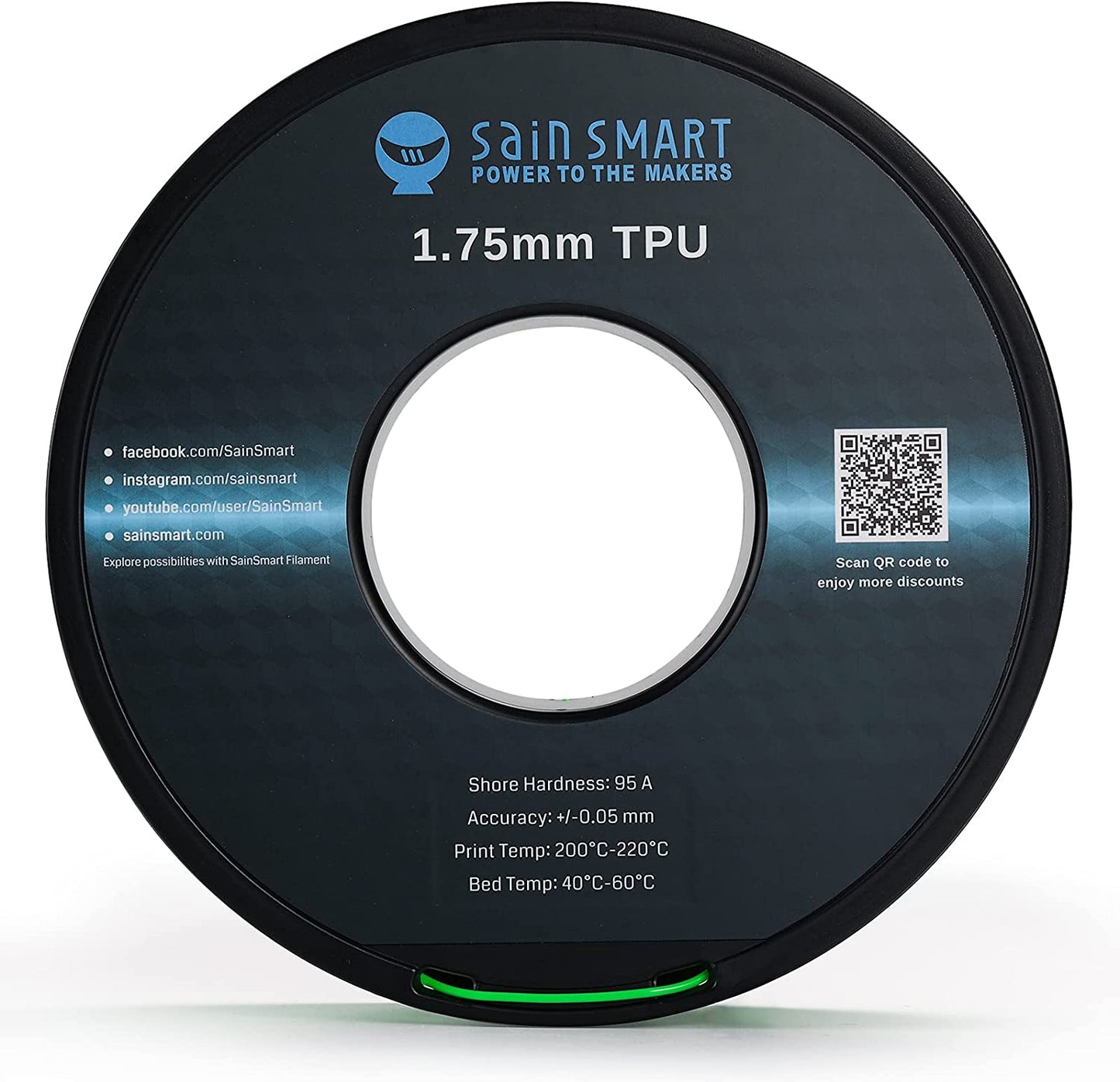 SainSmart - Flexible TPU Filament 1.75mm 95A Neon Green Cyberpunk - 800g