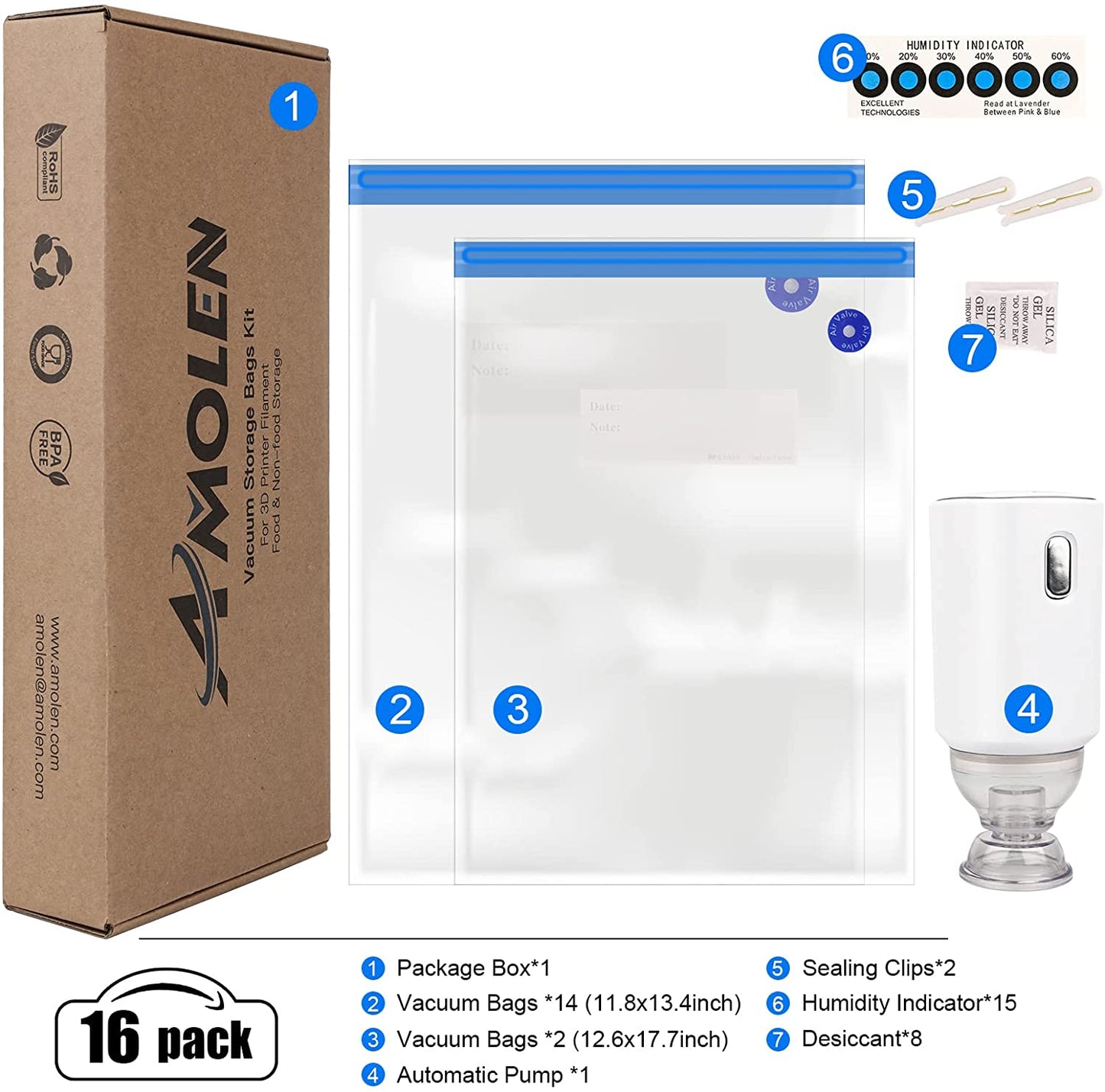 AMOLEN - 3D Printer Filament Vacuum Storage Kit | Moisture-Proof Protection