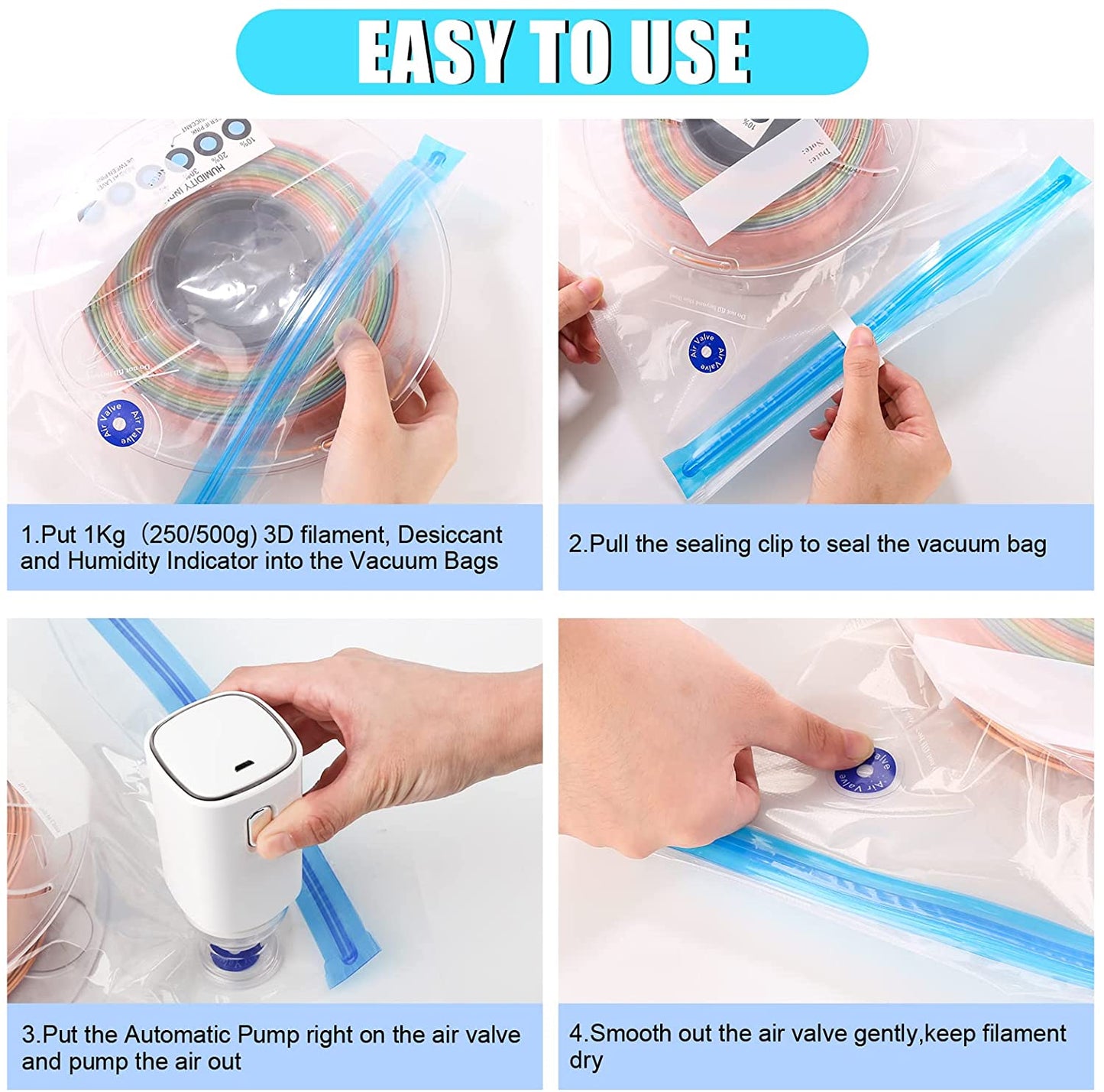 AMOLEN - 3D Printer Filament Vacuum Storage Kit | Moisture-Proof Protection