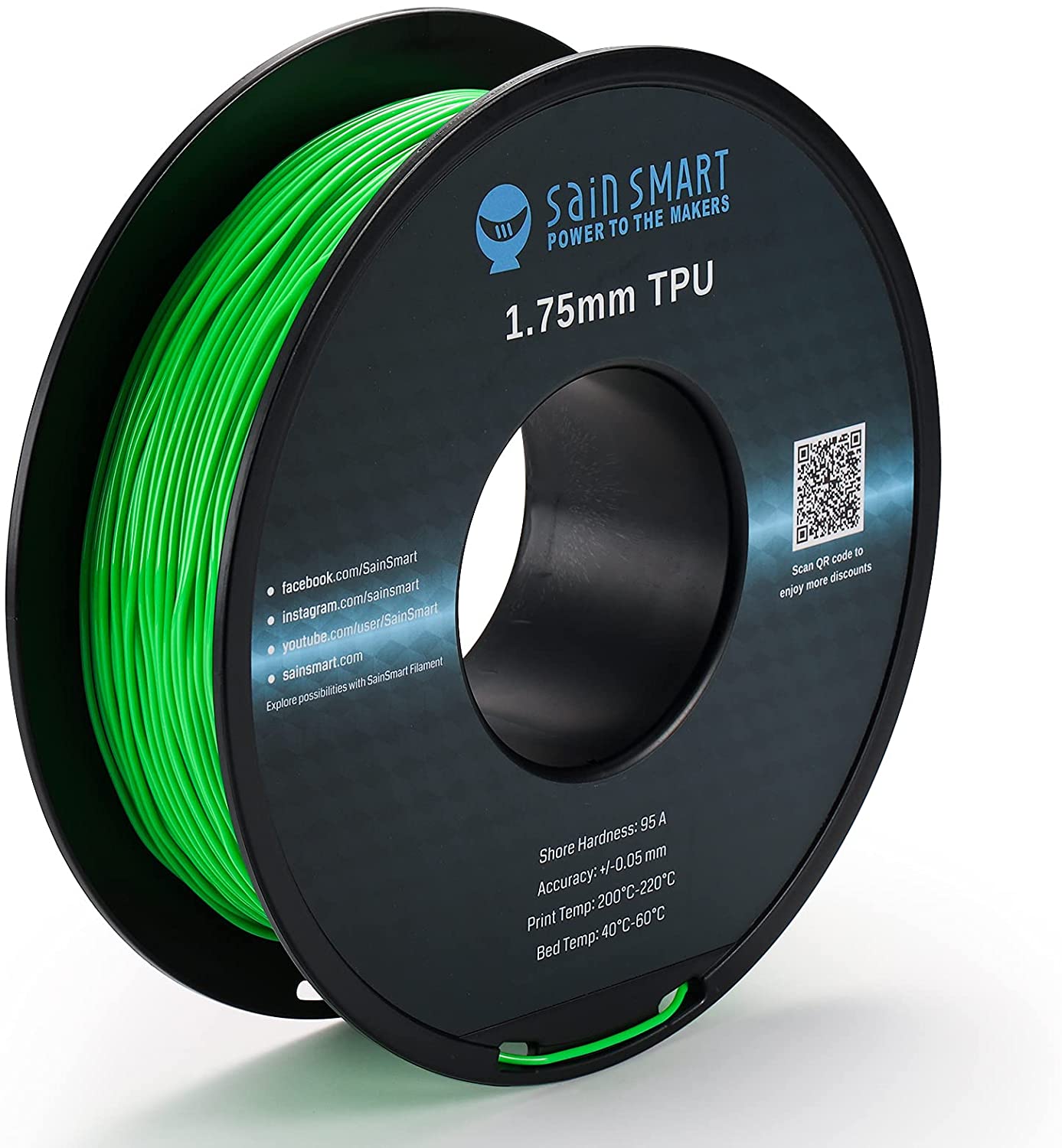 SainSmart - Flexible TPU Filament 1.75mm 95A Neon Green Cyberpunk - 800g