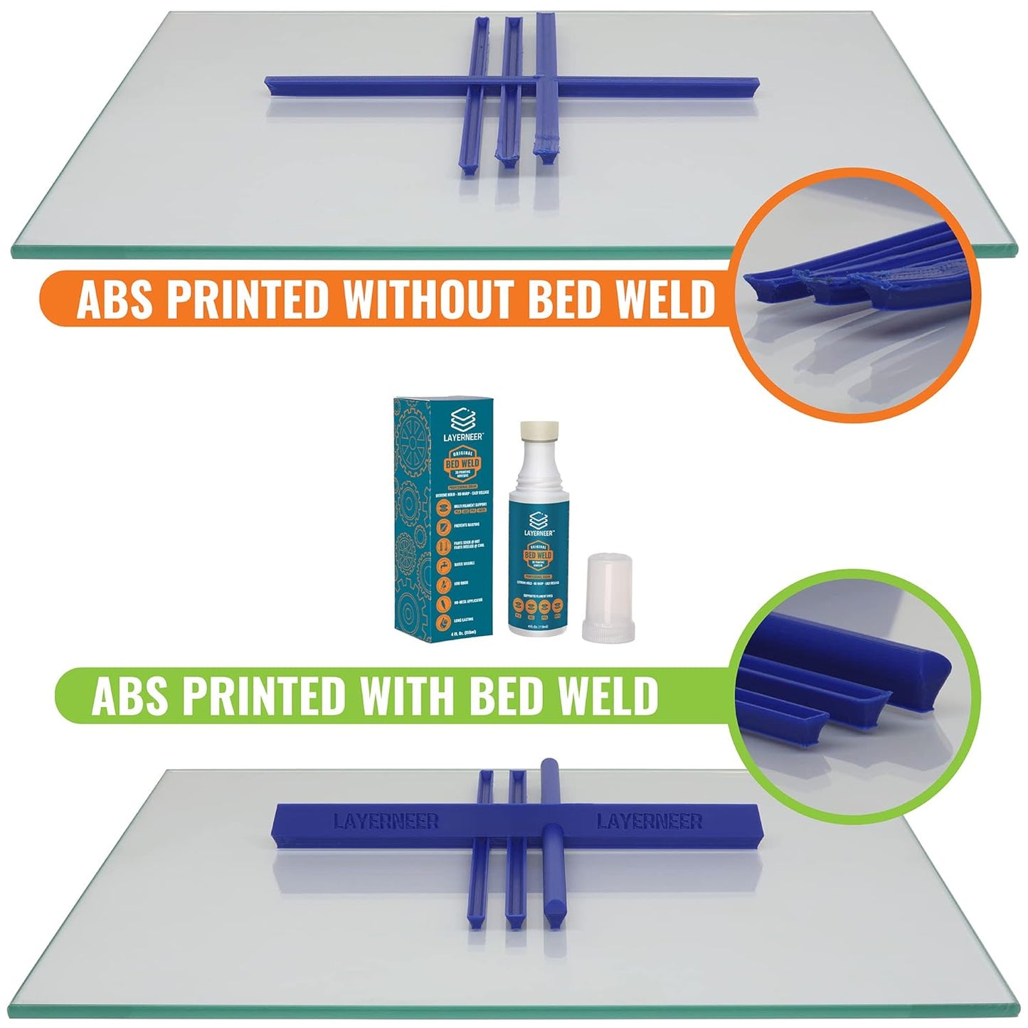 Layerneer Bed Weld 3D Printer Build Plate Adhesive | 4 oz (118ml)