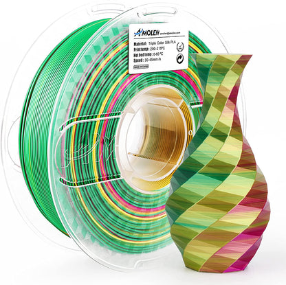 Amolen - PLA Silk Triple Color 1.75mm, 1KG/2.2LB