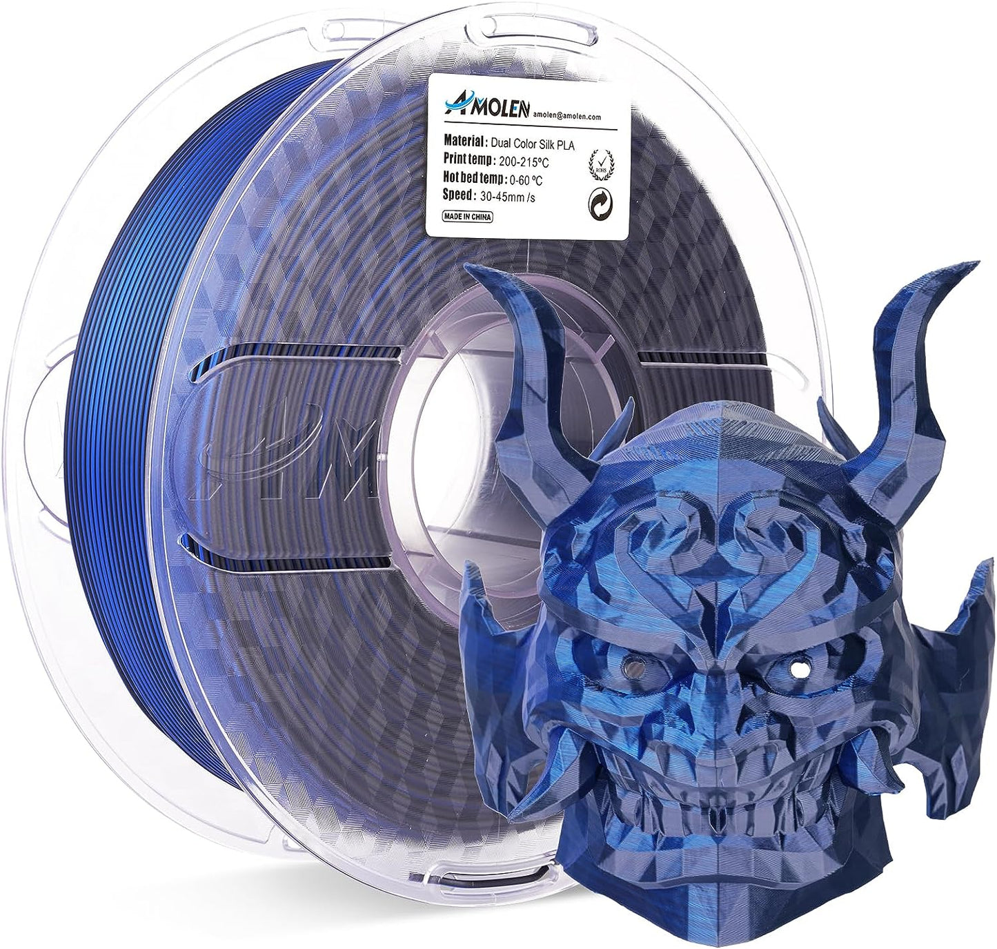 Amolen - PLA Silk Dual Color Filament 1.75mm, 1KG/2.2LB
