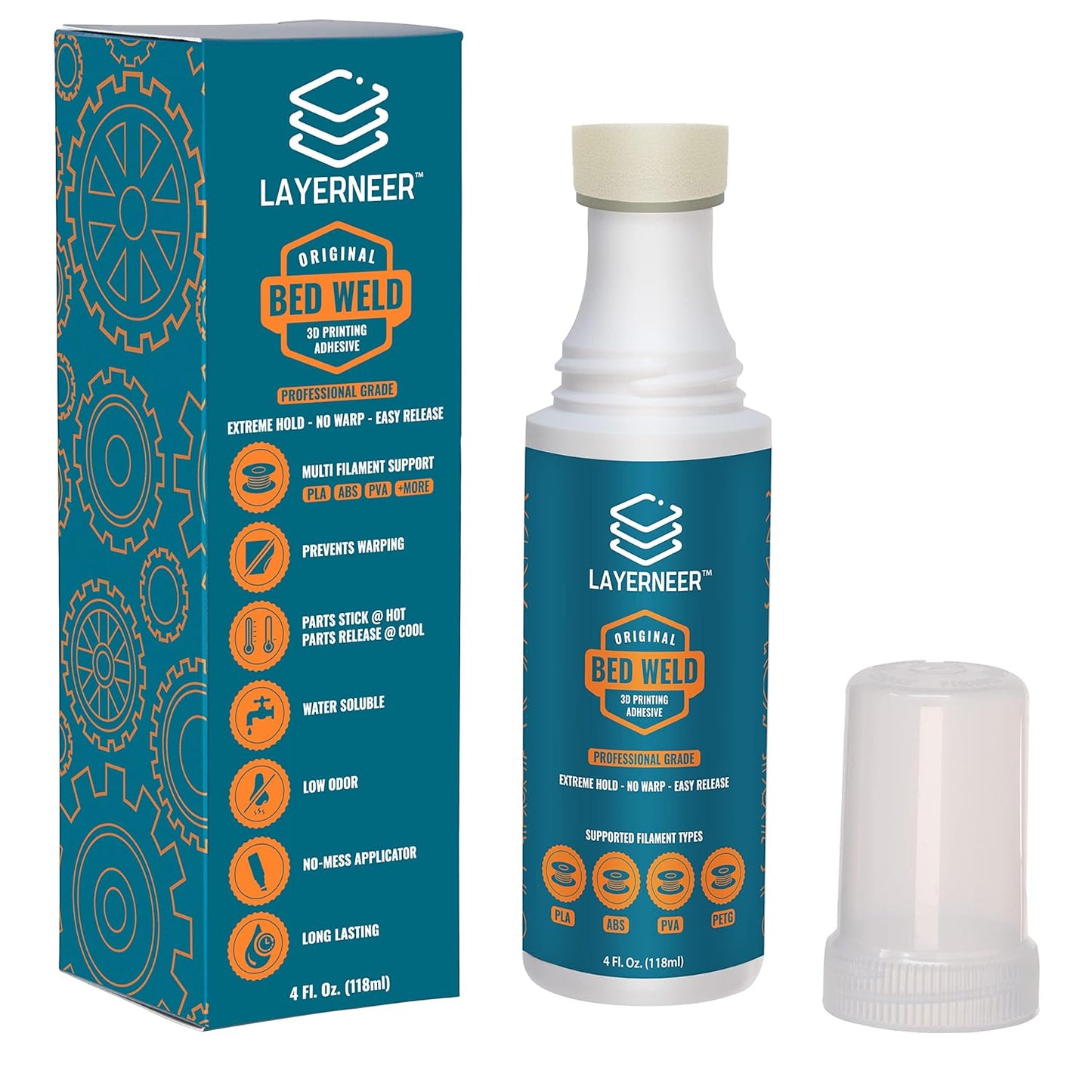 Layerneer Bed Weld 3D Printer Build Plate Adhesive | 4 oz (118ml)