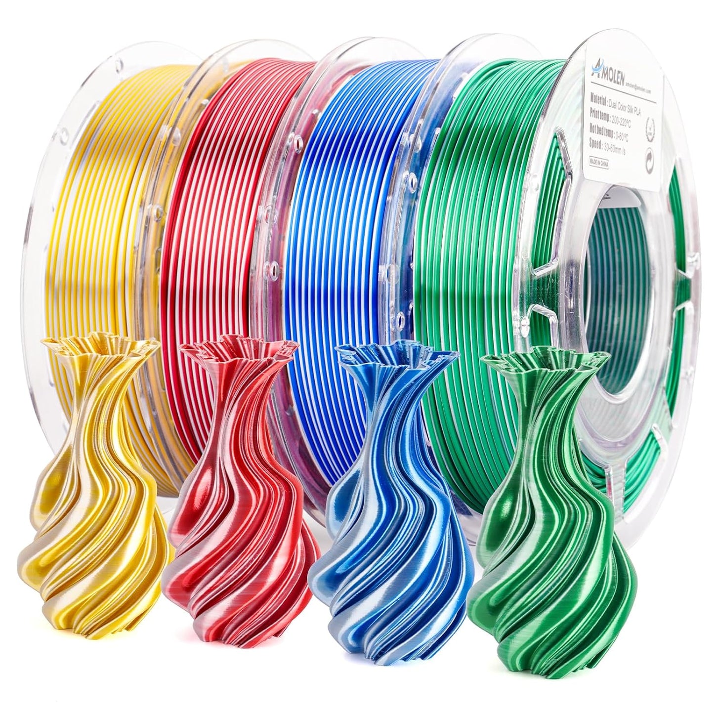 Amolen - PLA Silk Dual Color Variety Pack (4x200g) - 1.75MM