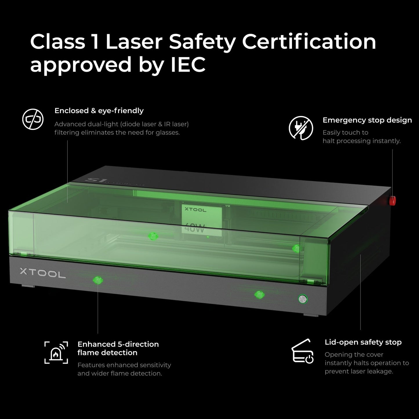 xTool - S1 + 1064nm IR Laser Kit: Enclosed Diode Laser Engraver & Cutter