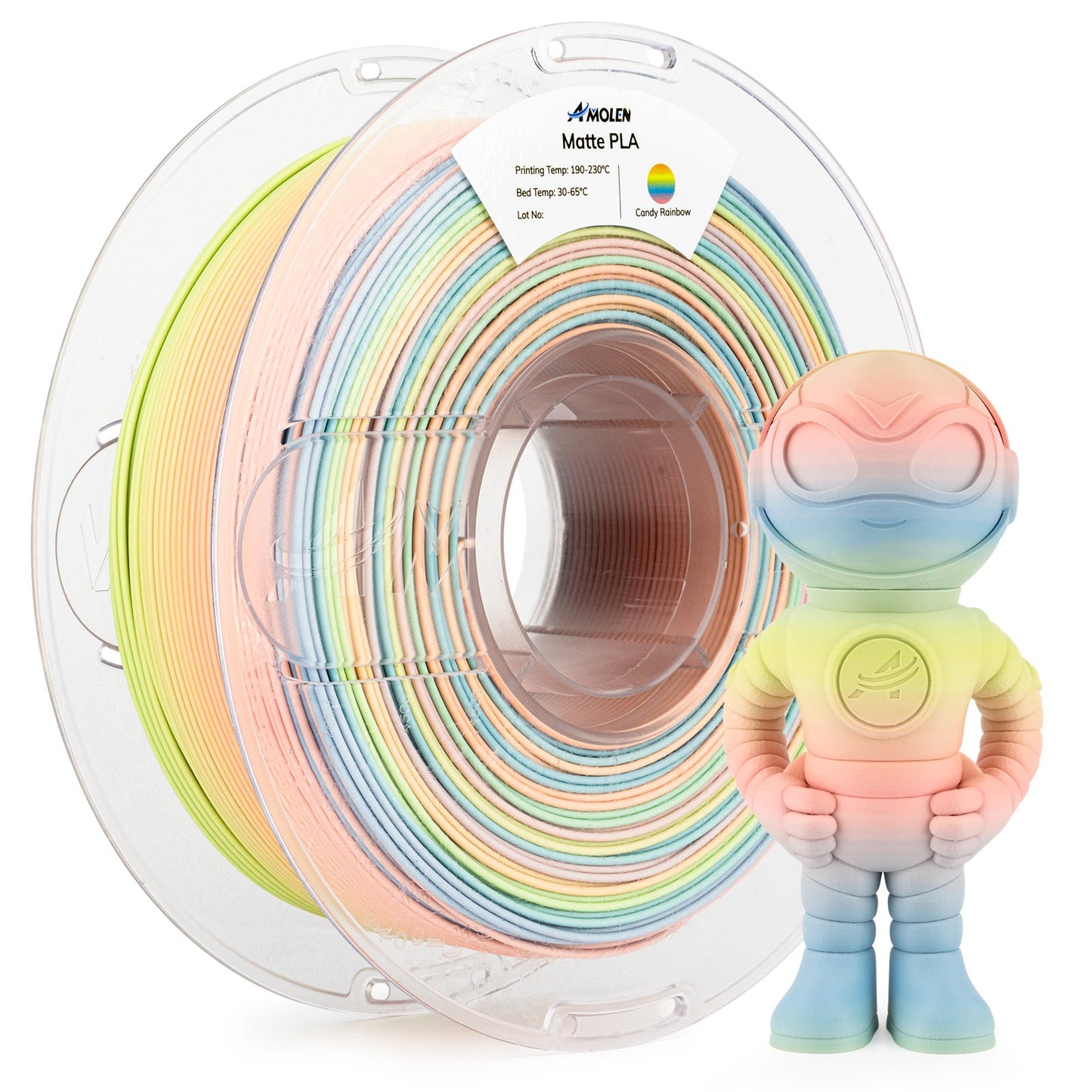 Amolen - PLA Matte Rainbow Filament 1.75mm, 1KG/2.2LB