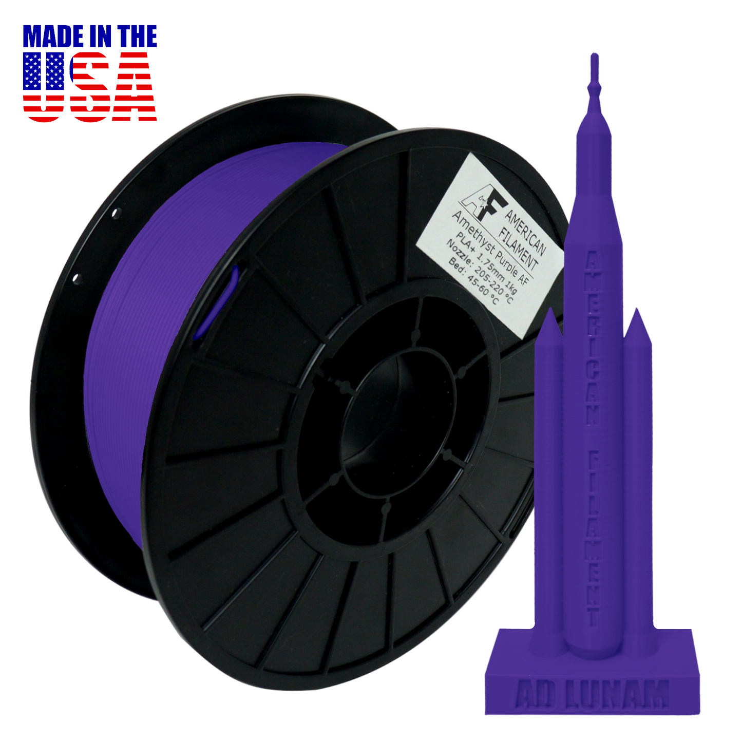 American Filament | Amethyst Purple AF 1.75mm PLA+ Filament Made in the USA!