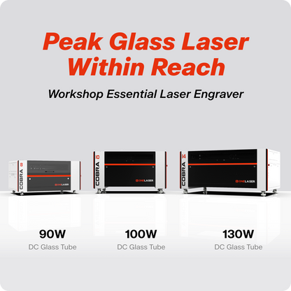 OneLaser Cobra™ 14 Workshop Essential 130W CO2 Glass Laser Engraver & Cutter
