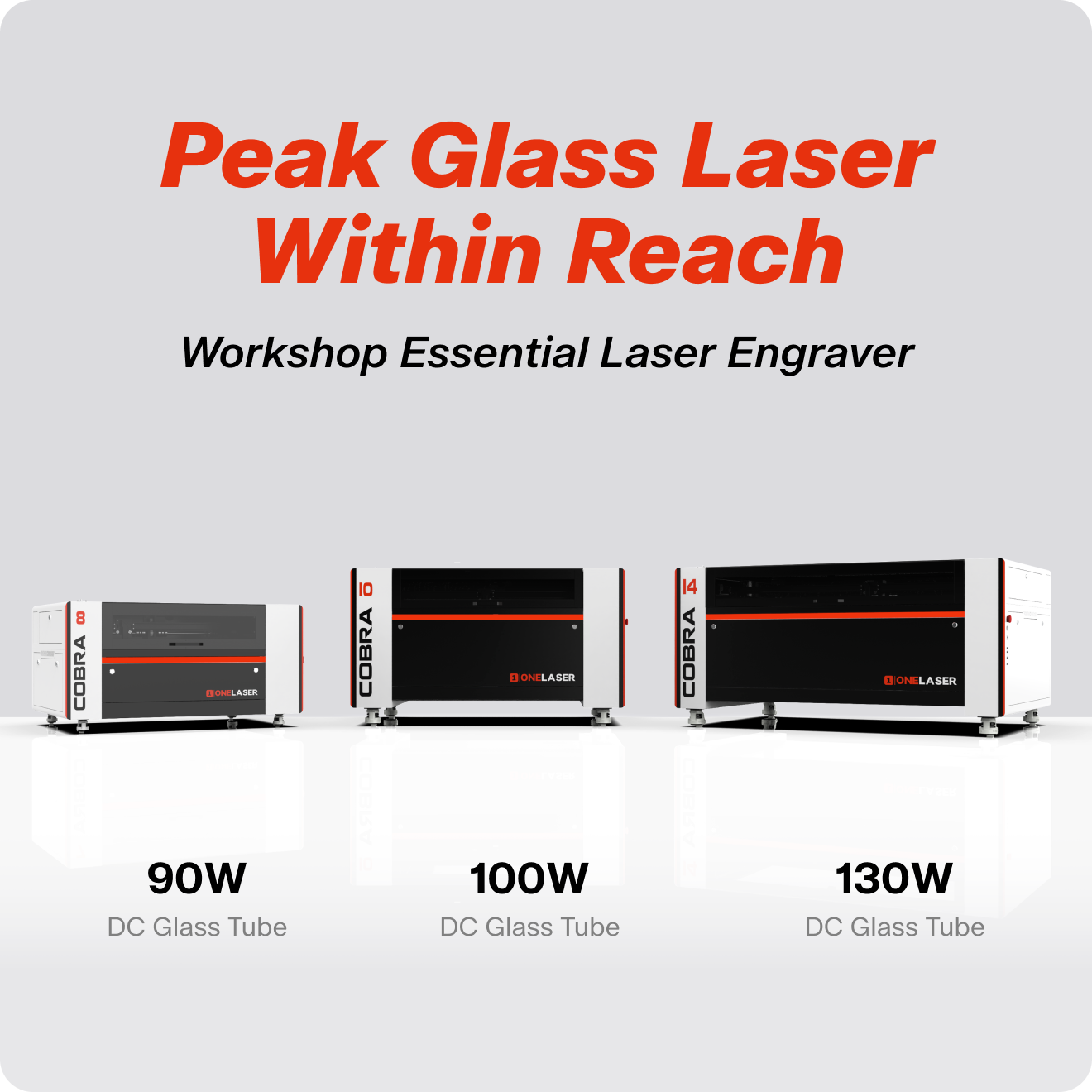 OneLaser Cobra™ 10 Workshop Essential 100W CO2 Glass Laser Engraver & Cutter