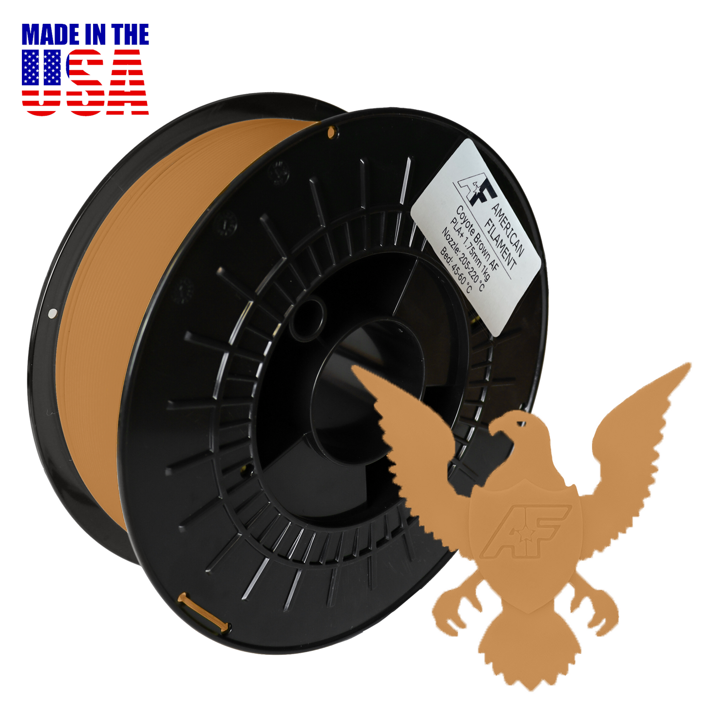 American FIlament | Coyote Brown AF PLA+ 3D Printer Filament, 1.75 mm Diameter