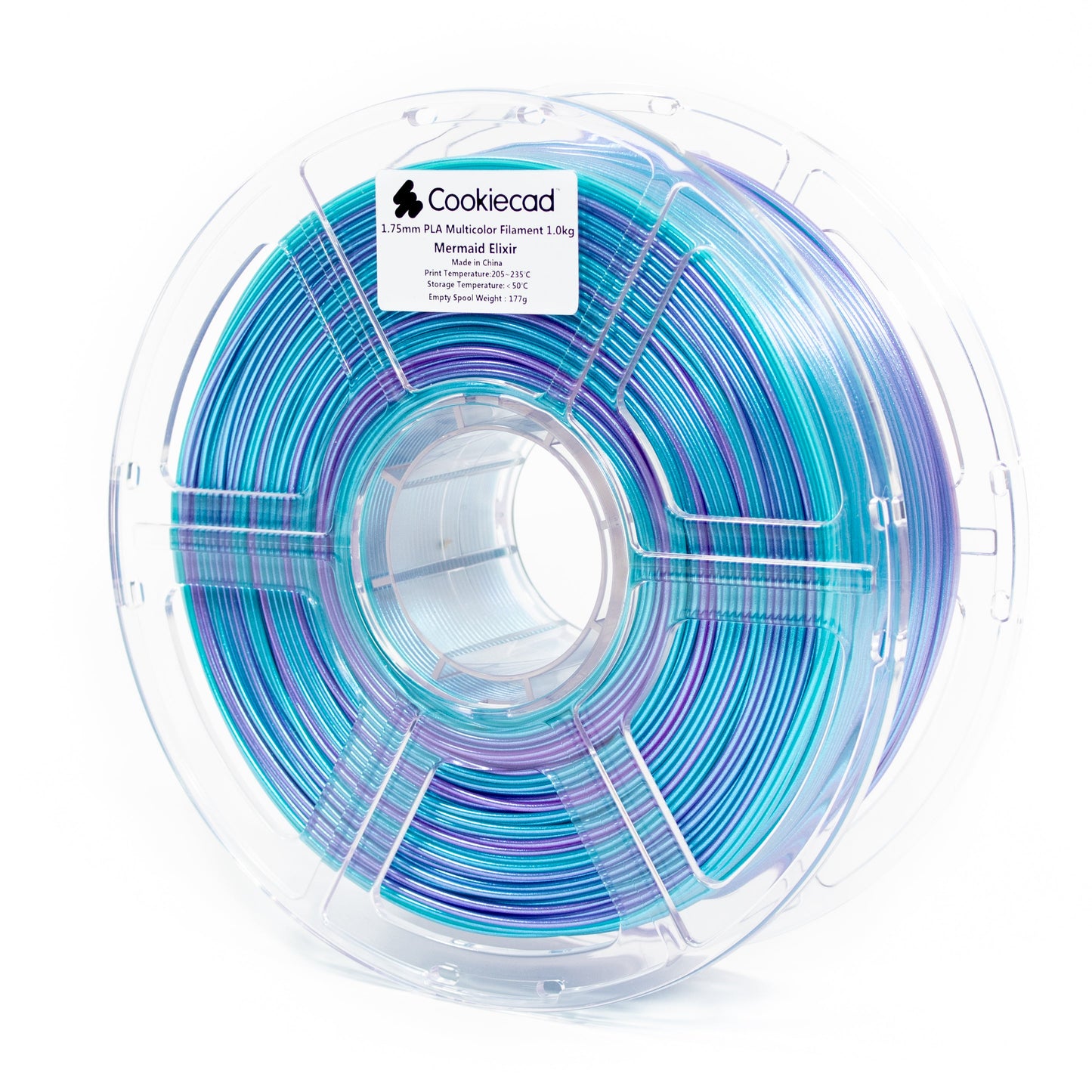 Cookiecad - Mermaid Elixir Tri-Color Gradient (purple → blue → green) PLA Filament 1.75mm, 1kg