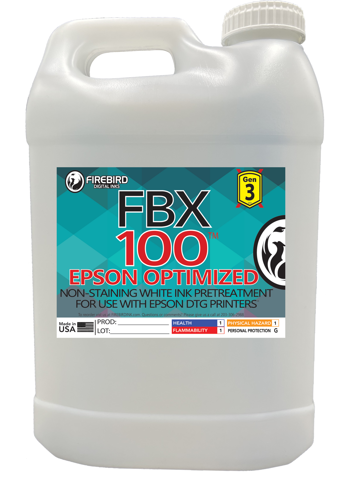 Firebird Ink - FBX-100 Gen3 Epson Optimized DTG Pretreatment