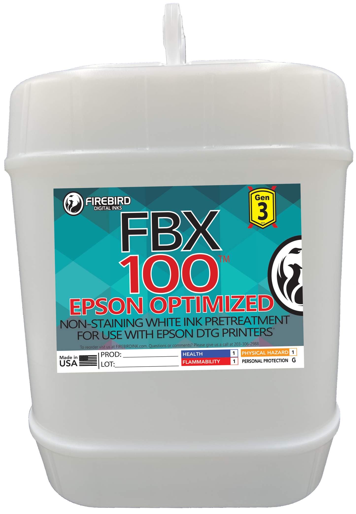 Firebird Ink - FBX-100 Gen3 Epson Optimized DTG Pretreatment
