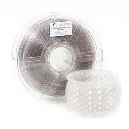 Cookiecad - Funfetti Clear with Rainbow Glitter PLA Filament (1.75mm, 1kg)