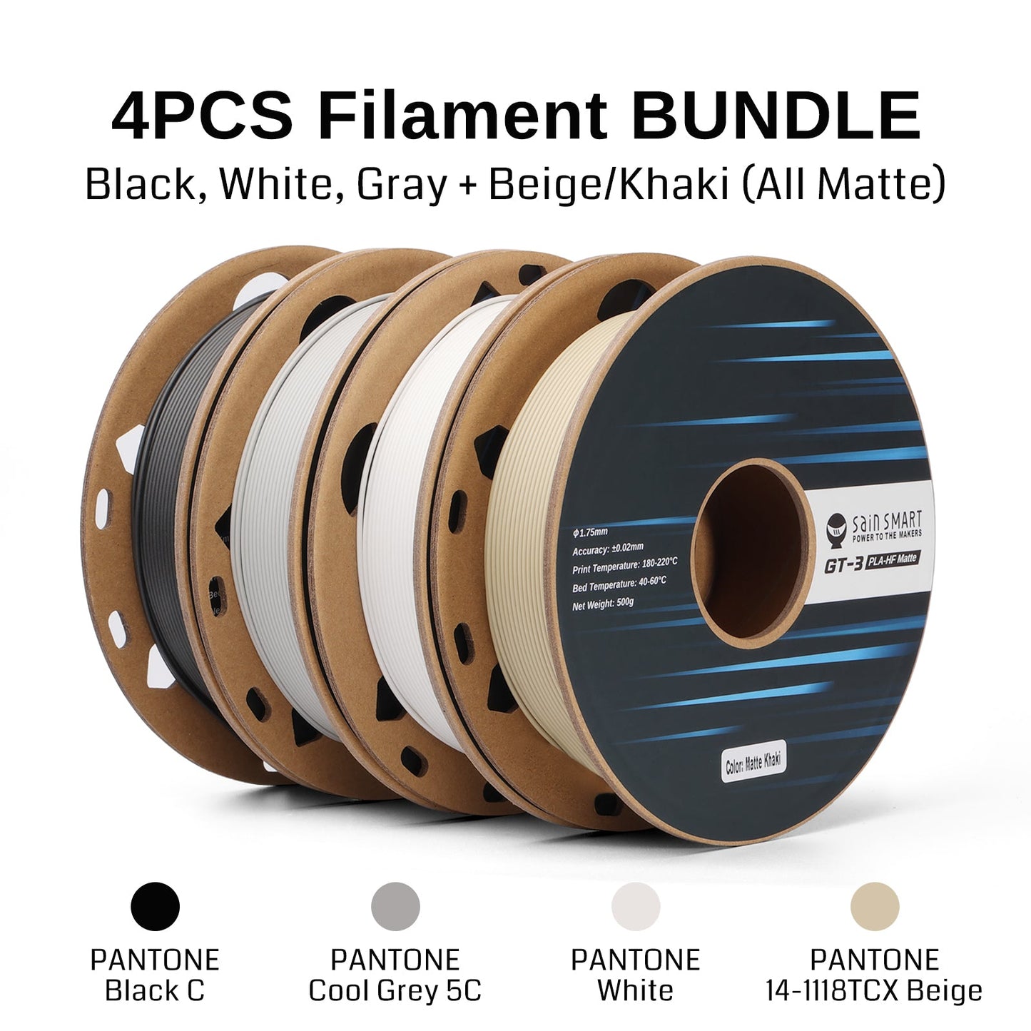 SainSmart - High-Speed Matte PLA Filament 4-Color Bundle 1.75mm 2KG