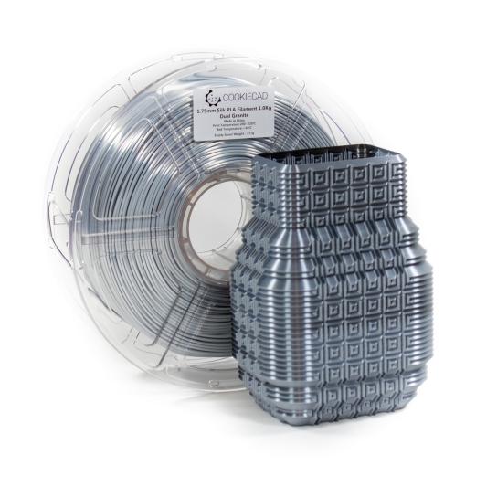 Cookiecad - SILK Dual Granite PLA (Gray/Light Gray) Filament 1.75mm, 1kg