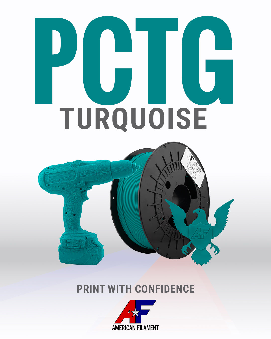 American Filament - Tough Professional PCTG Filament | Turquoise, 1.75mm (1kg)
