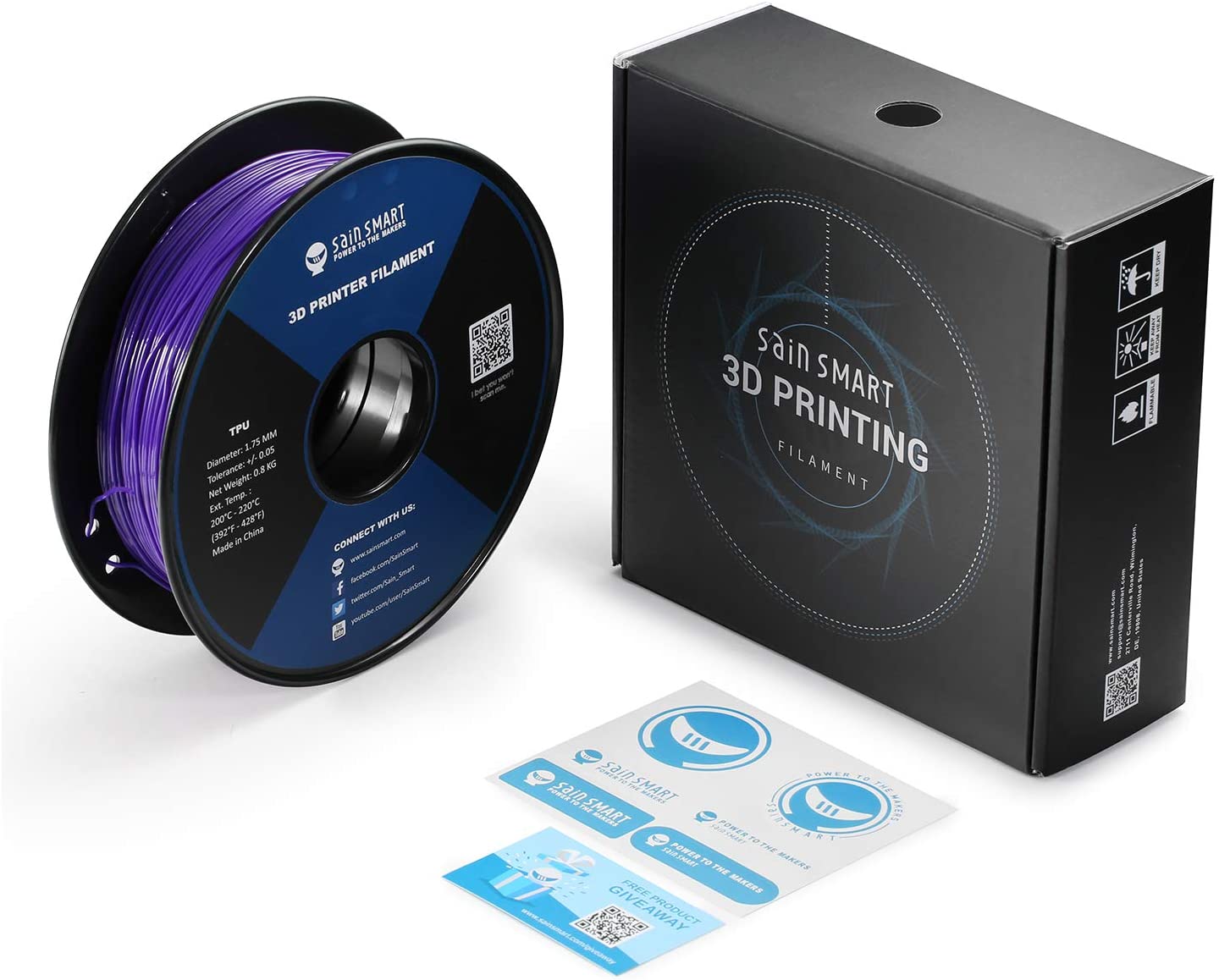 SainSmart - Neon Color TPU Filament Bundle Kit - Cyberpunk Series (1.75mm, 0.8kg x 5 Spools)