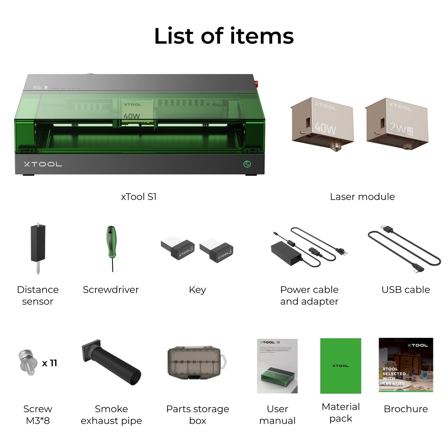 xTool - S1 + 1064nm IR Laser Kit: Enclosed Diode Laser Engraver & Cutter