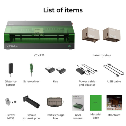 xTool - S1 + 1064nm IR Laser Kit: Enclosed Diode Laser Engraver & Cutter