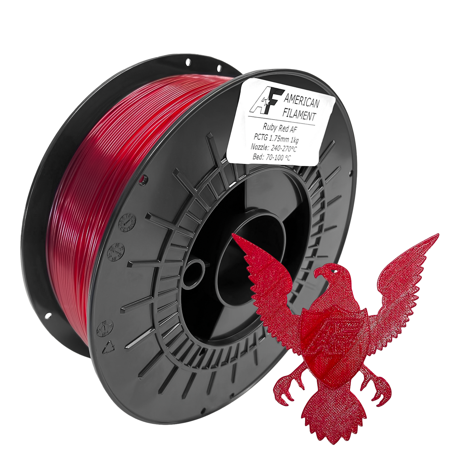 American Filament | Transparent Ruby Red AF 1.75mm PCTG Filament Made in the USA!
