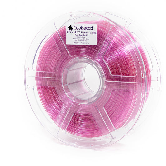 Cookiecad - Pink Star Stuff PETG Filament | Glitter Translucent Pink 1.75mm