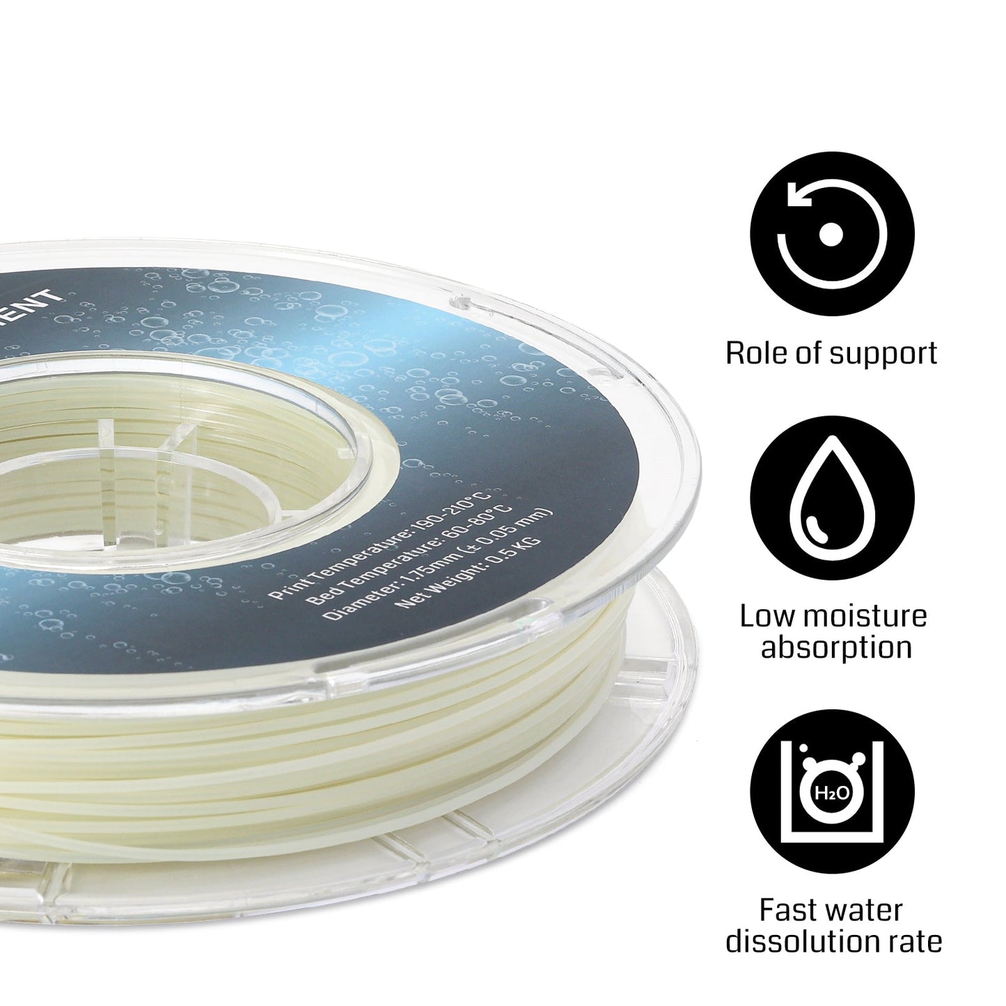 SainSmart - Premium Natural PVA Dissolvable Filament | 1.75mm Water Soluble Support, 0.5kg (1.1 lbs)