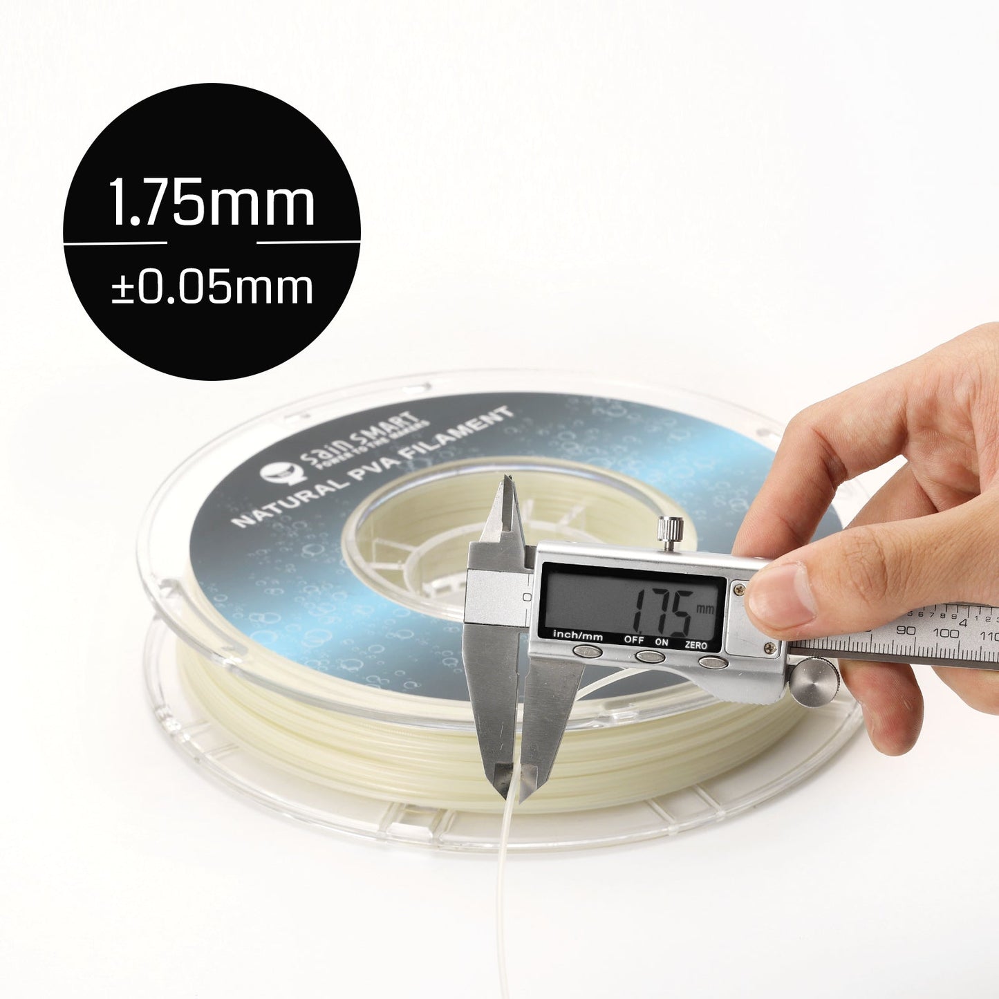 SainSmart - Premium Natural PVA Dissolvable Filament | 1.75mm Water Soluble Support, 0.5kg (1.1 lbs)