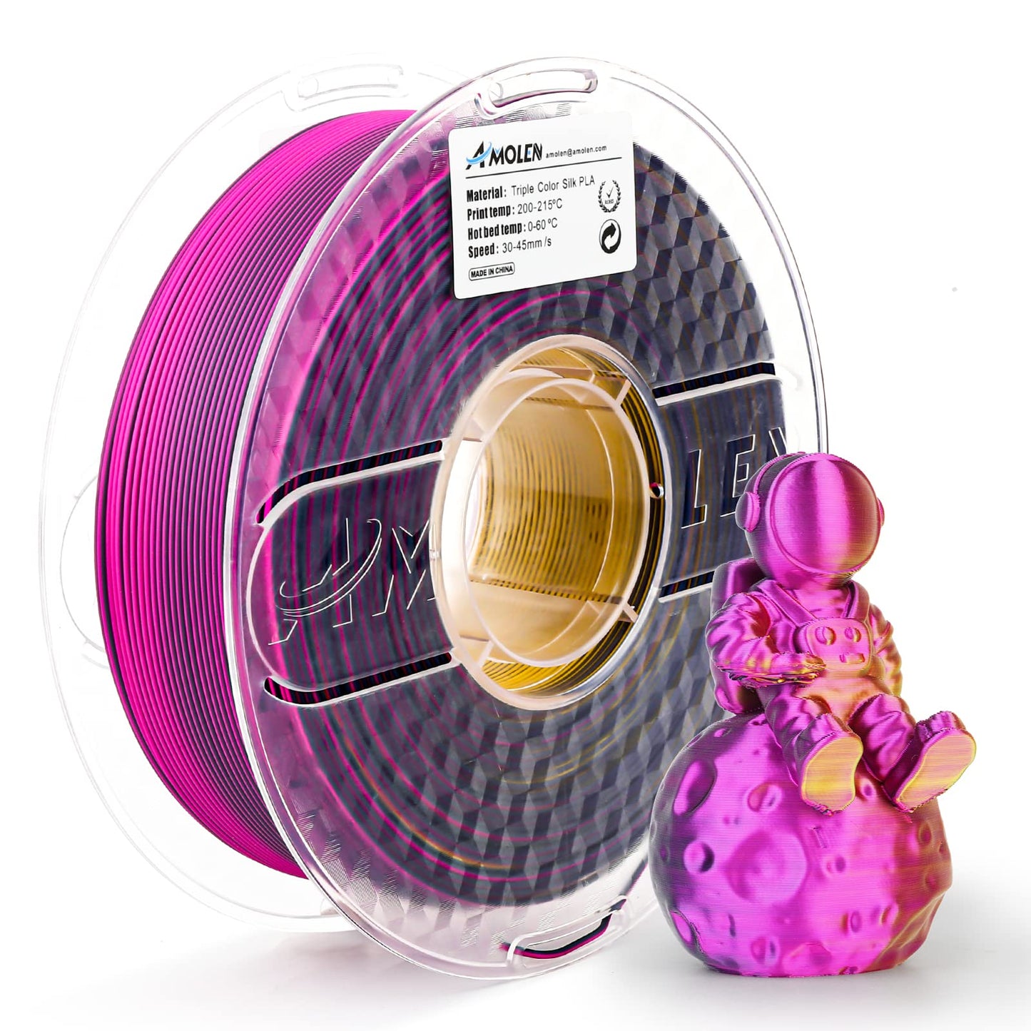 Amolen - PLA Silk Triple Color 1.75mm, 1KG/2.2LB