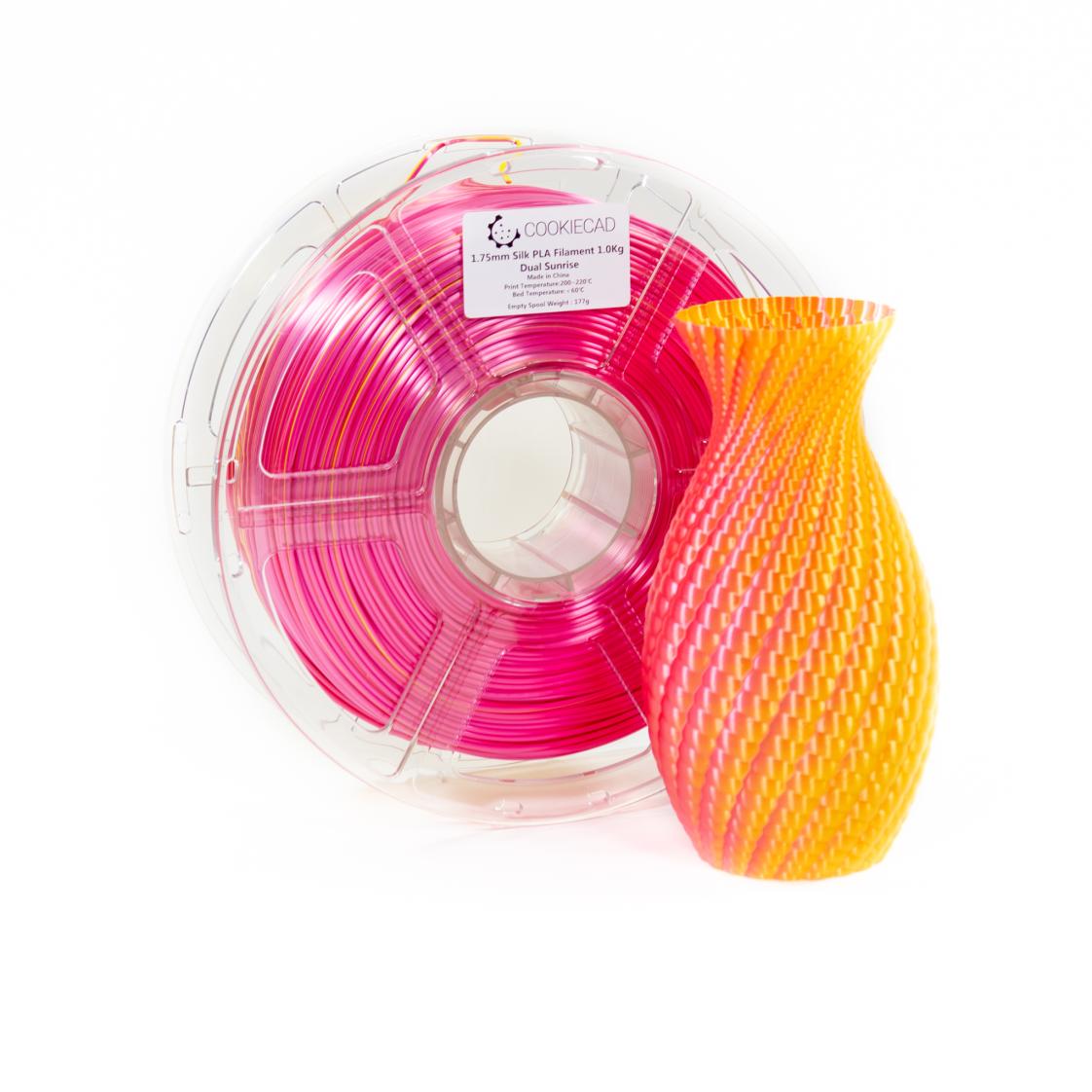 Cookiecad - SILK Dual Sunrise PLA Filament (Yellow-Pink) – 1.75mm (1kg)